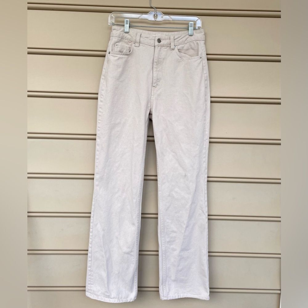 H&M Wide Leg High Rise Off White Summer Jeans Size 6